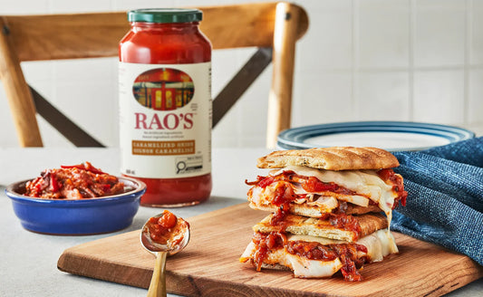 Smoked turkey, caponata, and provolone ciabatta sandwich