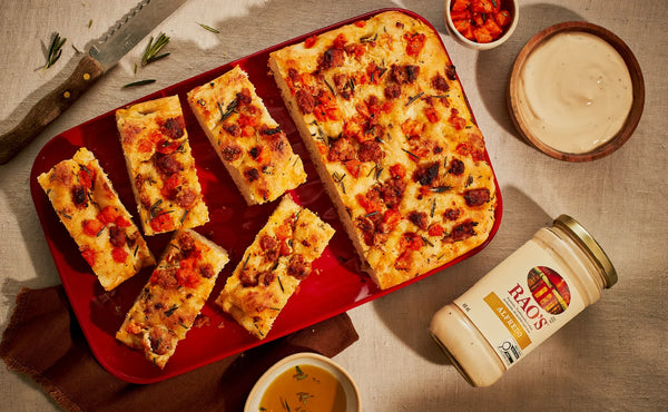 Focaccia Alfredo, saucisses et courge