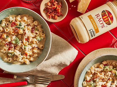 Ditali pasta with chicken, broccoli, and bacon