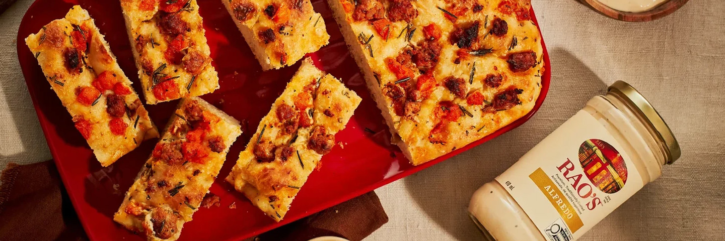Alfredo Focaccia with Sausage and Squash