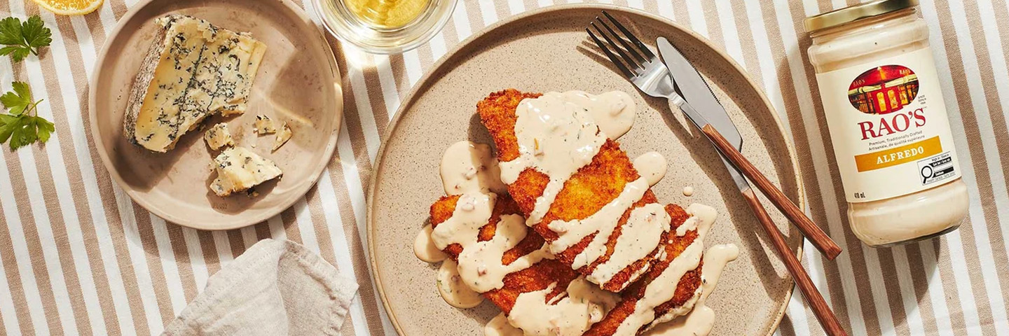 Poulet croustillant et sauce crémeuse au gorgonzola