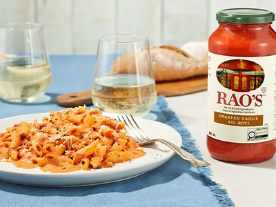 Penne sauce rosée à l'ail rôti