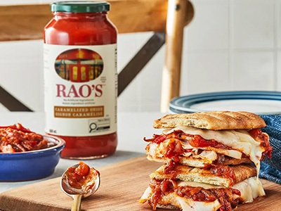 Smoked turkey, caponata, and provolone ciabatta sandwich