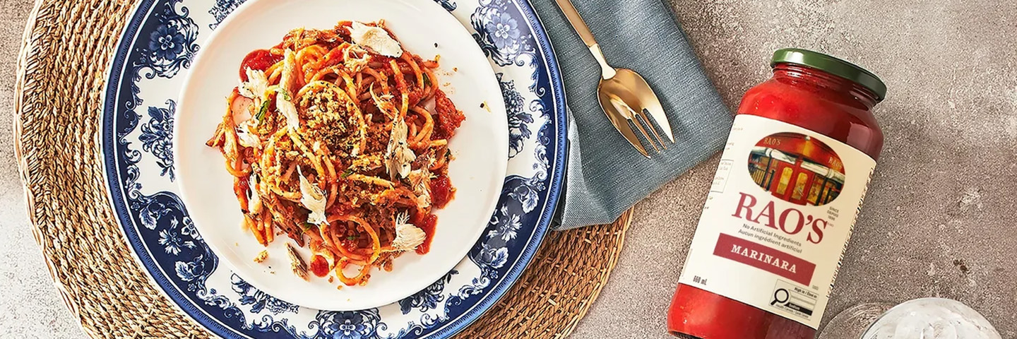 Spaghettis au maquereau fumé et chapelure croustillante
